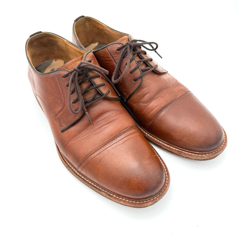 Warfield & Grand Clement Cognac Leather Cap Toe Oxford Dress Shoes Mens 10.5